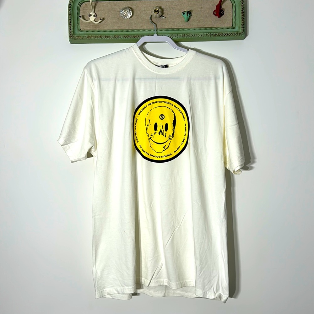 Stussy White Tee with Yellow Graphic